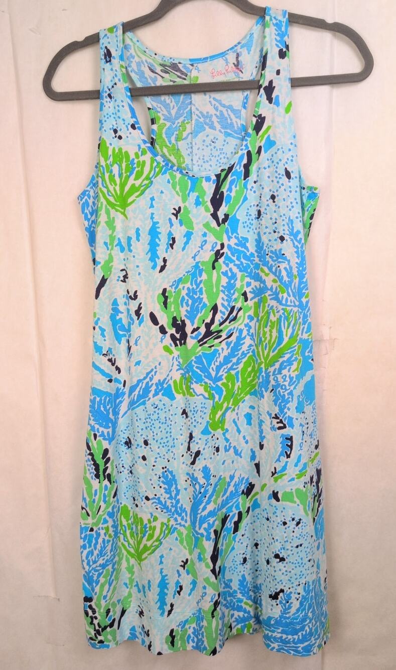 Lilly Pulitzer Cordon Lets Cha Cha blue tank dress Size Small Coastal Vacation